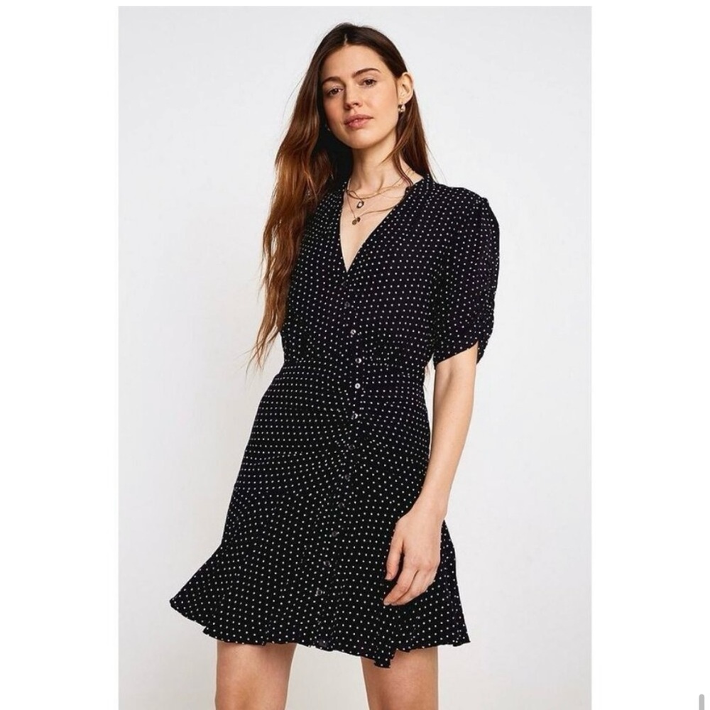 Free People Pippa Polka Dot Print Mini Dress Ruched Romantic Feminine Girly Boho